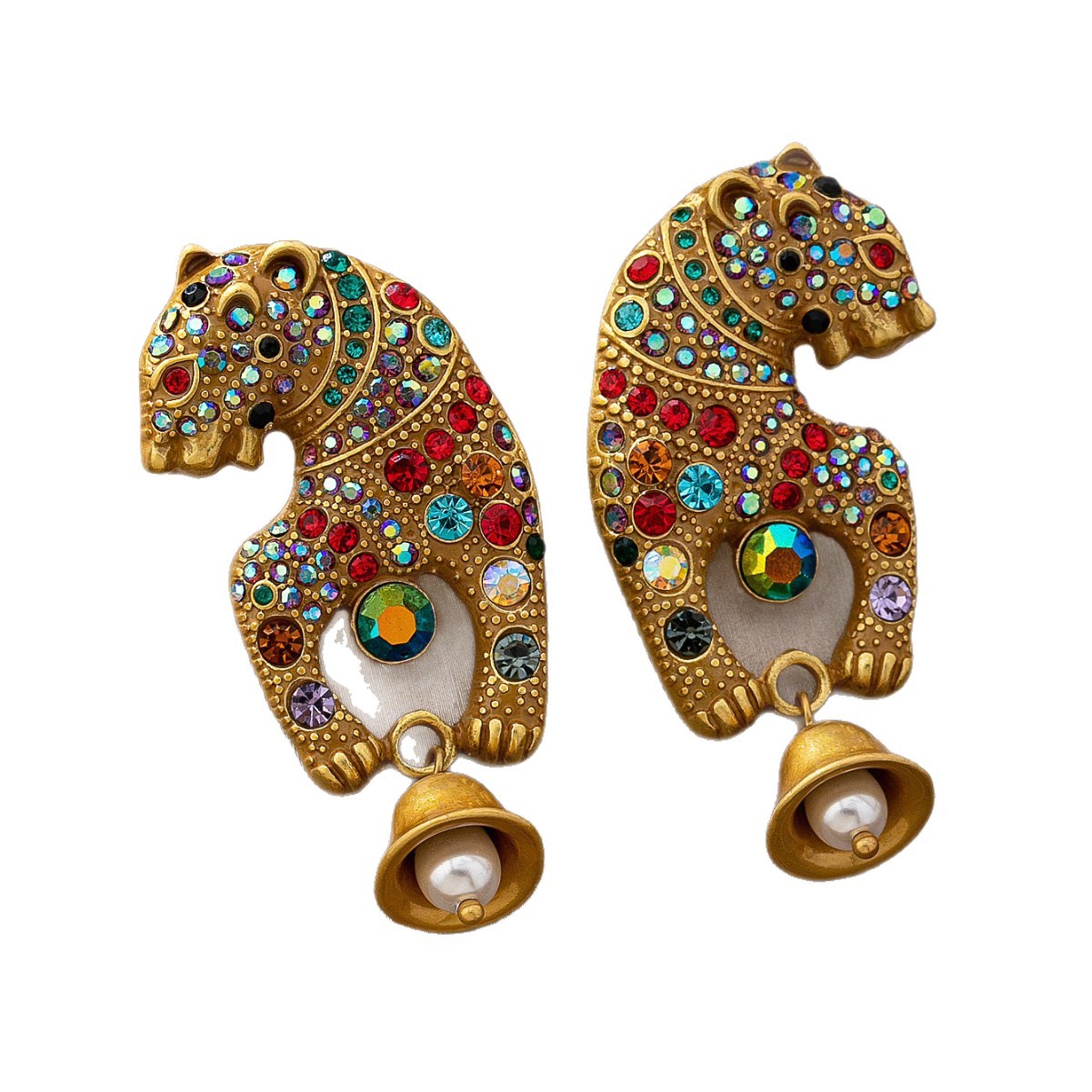 Women's Luxurious Cheetah Vintage Earrings, Personalized Ear Studs